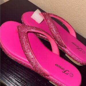 Forever 21 Hot Pink Rhinestone Flip Flop Sandals